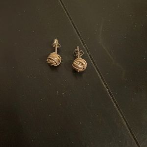 Twisted knot earrings silver and gold